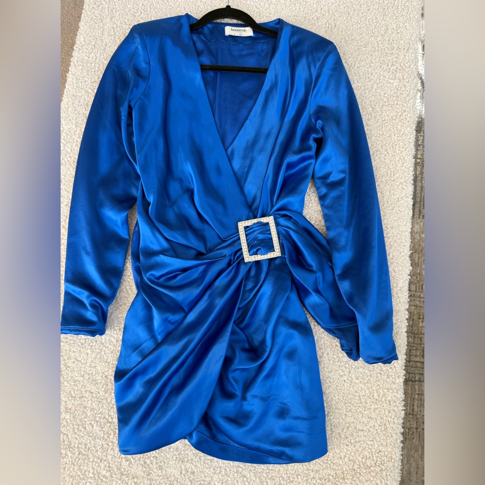 House of CB Vibrant Blue Satin Dress